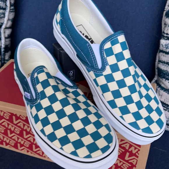 Vans Classic Slip-On Checkerboard Blue Coral/True White WMNS - Picture 7 of 16